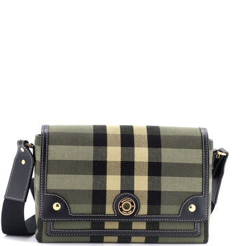 Burberry Note Crossbody Bag Check Canvas and Leather Medium