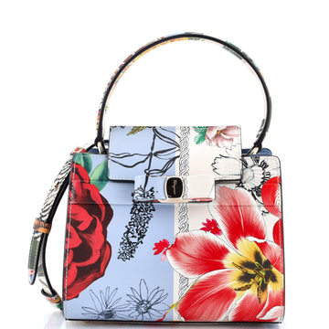Salvatore Ferragamo Vara Convertible Top Handle Print Leather Mini