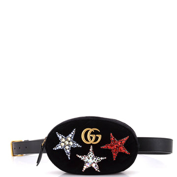 Gucci GG Marmont Belt Bag Embellished Matelasse Velvet
