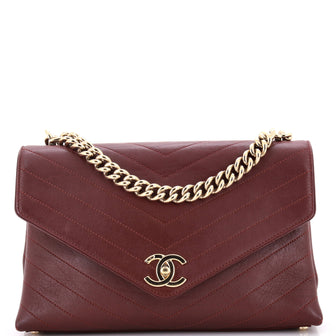 Chanel Coco Chevron Flap Bag Stitched Calfskin Medium