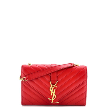 Saint Laurent Classic Monogram Envelope Satchel Matelasse Chevron Leather Small