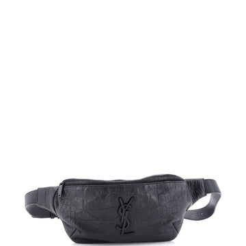 Saint Laurent Classic Monogram Belt Bag Crocodile Embossed Leather