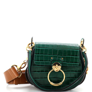 Chloe Tess Bag Crocodile Embossed Leather Small