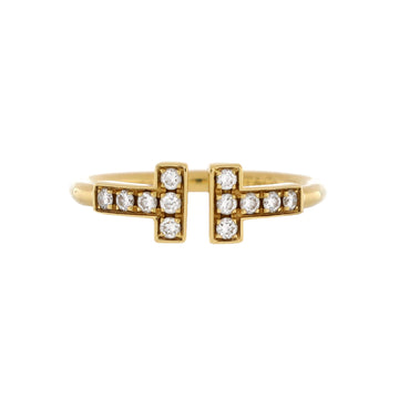 Tiffany & Co. T Wire Ring 18K Yellow Gold with Diamonds