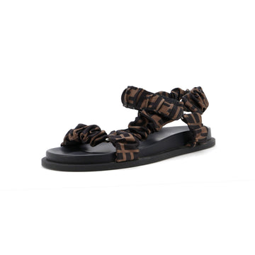 Fendi Women's Feel Velcro Sandals Ruched FF Satin