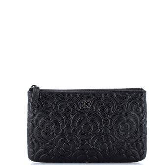 Chanel O Case Pouch Camellia Caviar Small