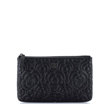 Chanel O Case Pouch Camellia Caviar Small