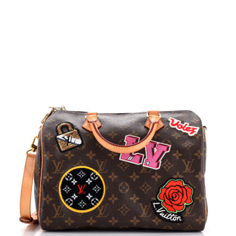 Louis Vuitton Speedy Bandouliere Bag Limited Edition Patches Monogram Canvas 30