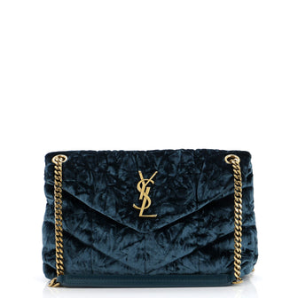 Saint Laurent Loulou Puffer Shoulder Bag Quilted Velvet Small