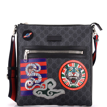Gucci Night Courrier Zip Messenger GG Coated Canvas with Applique Medium