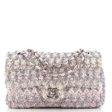 Chanel Classic Single Flap Bag Quilted Tweed and Ribbon Medium