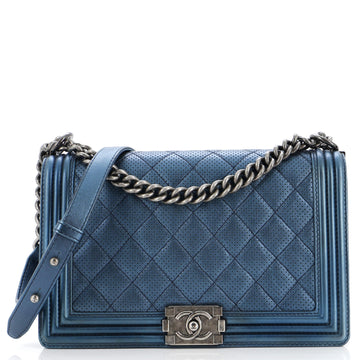Chanel Boy Flap Bag Quilted Perforated Lambskin New Medium