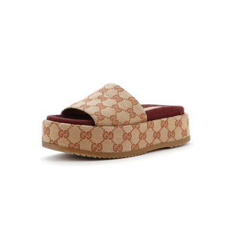 Gucci Women's Angelina Platform Slide Sandals GG Canvas