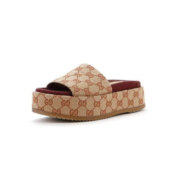 Gucci Women's Angelina Platform Slide Sandals GG Canvas