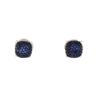 Tiffany & Co. Paloma Picasso Sugar Stacks Stud Earrings 18K White Gold with Blue Sapphires