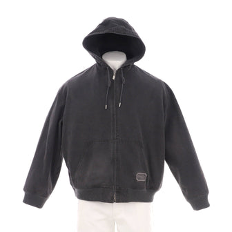 Christian Dior Men's Logo Patch Hooded Zip Jacket Washed Denim