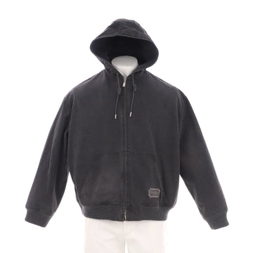 Christian Dior Men's Logo Patch Hooded Zip Jacket Washed Denim