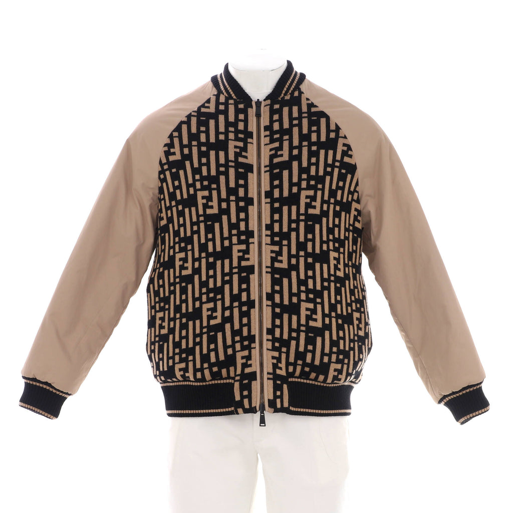 Fendi Men's Reversible Bomber Jacket Zucca Wool and Cotton and