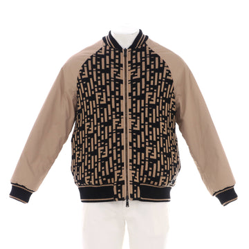 Fendi Men's Reversible Bomber Jacket Zucca Wool and Cotton and Nylon Blend