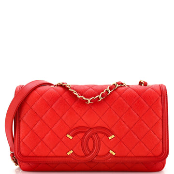 Chanel Filigree Flap Bag Quilted Caviar Medium