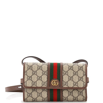 Gucci Ophidia Trifold Wallet Crossbody Bag GG Coated Canvas Mini