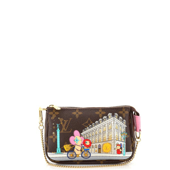 Louis Vuitton Pochette Accessoires Limited Edition Vivienne Xmas Monogram Canvas Mini