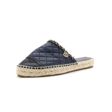 Chanel Women's CC Mule Espadrilles Embossed Leather