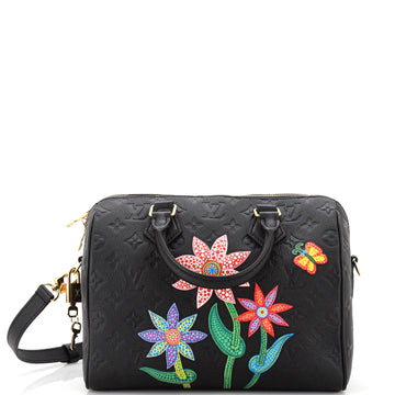 Louis Vuitton Speedy Bandouliere Bag Yayoi Kusama Flowers Monogram Empreinte Leather 25
