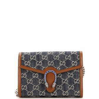 Gucci Dionysus Chain Wallet GG Denim Small