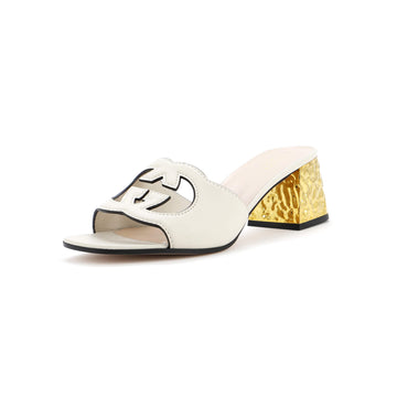 Gucci Women's Interlocking G Cut-Out Heeled Slide Sandals Leather
