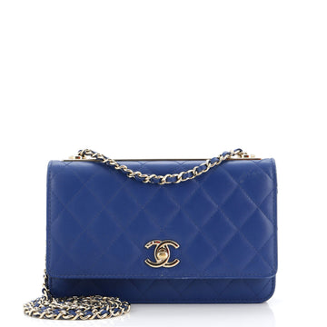 Chanel Zip Around Wallet with Pearl Chain Quilted Lambskin Long