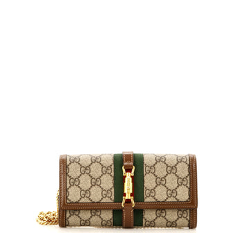 Gucci Jackie 1961 Continental Chain Wallet GG Coated Canvas