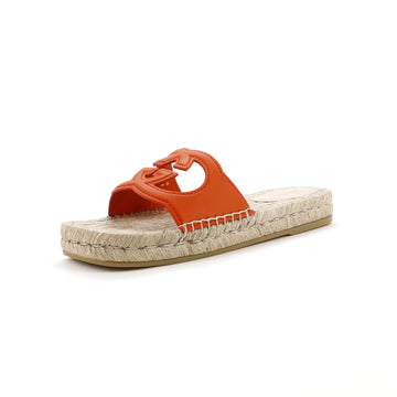 Gucci Women's Interlocking G Cut-Out Espadrille Slide Sandals Leather