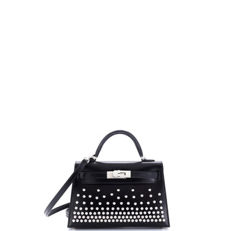 Hermes Kelly Mini II Bag Limited Edition Clouté Studded Box Calf 20
