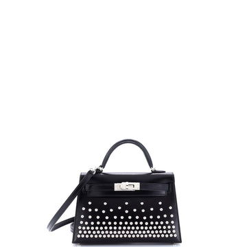 Hermes Kelly Mini II Bag Limited Edition Clouté Studded Box Calf 20