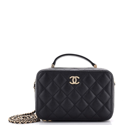 Chanel CC Zip Around Top Handle Vanity Case with Chain