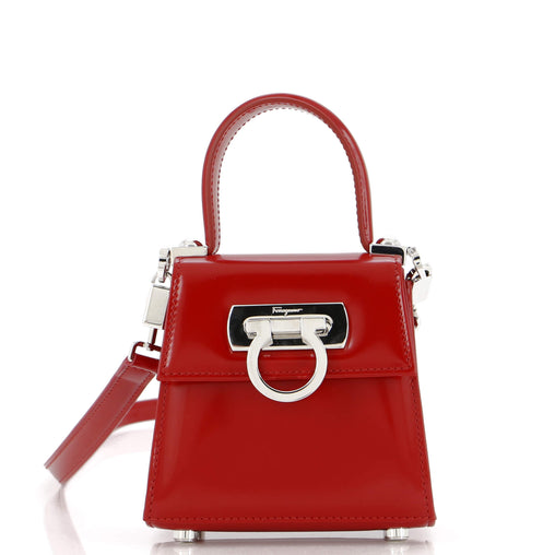 Salvatore Ferragamo Iconic Top Handle Bag Leather XS Red 2966261