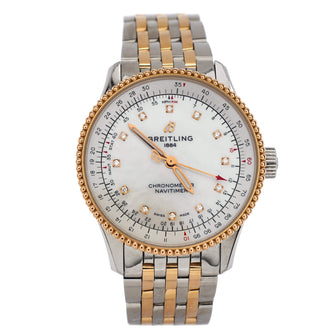 Breitling Navitimer Automatic Watch Stainless Steel and Rose Gold with Diamond Markers and Mother of Pearl 36