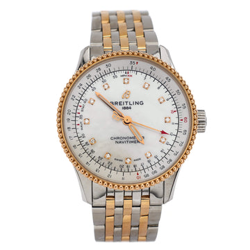 Breitling Navitimer Automatic Watch Stainless Steel and Rose Gold with Diamond Markers and Mother of Pearl 36