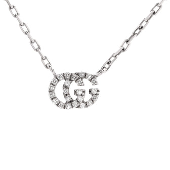 Gucci GG Running Station Necklace 18K White Gold and Diamonds