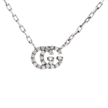 Gucci GG Running Station Necklace 18K White Gold and Diamonds