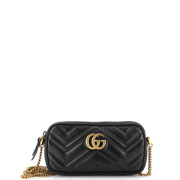 Gucci GG Marmont Chain Crossbody Bag Matelasse Leather Mini