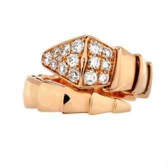Bvlgari Serpenti Viper One-Coil Ring 18K Rose Gold with Diamonds Wide