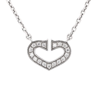 Cartier C Heart de Cartier Pendant Necklace 18K White Gold with Pave Diamonds