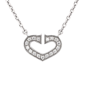 Cartier C Heart de Cartier Pendant Necklace 18K White Gold with Pave Diamonds