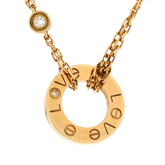 Cartier 2 Diamonds Love Pendant Necklace 18K Yellow Gold and Diamonds