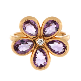 Tiffany & Co. Sparklers Flower Ring 18K Rose Gold with Amethyst and Diamond