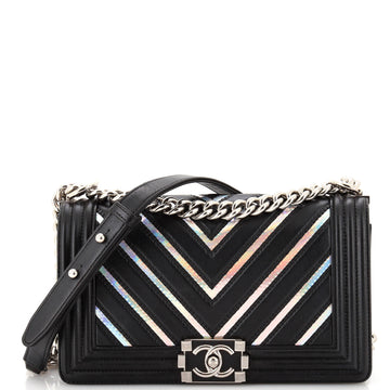 Chanel Boy Flap Bag Chevron Lambskin with Holographic PVC Old Medium