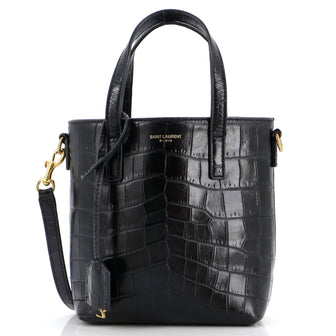 Saint Laurent Shopper Tote Crocodile Embossed Leather Mini Toy
