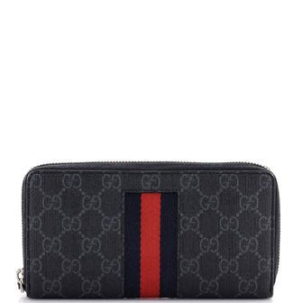 Gucci Web Zip Around Wallet GG Coated Canvas